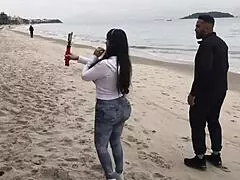 angel lima takes tony tigrao to the beach for some intense muff diving action