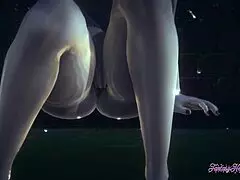 Resident evil hentai 3d - lady dimitrescu fingers and squirts on rainy day in japanese anime game porn