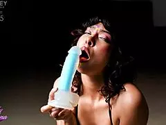 WATCH MY 18YO ASS BOUNCE on this pretty DILDO, tight moaning panties thong