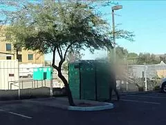 Gloryhole Blowjobs And Cum Swallowing At Public Construction Site Outhouse