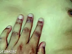 horny indian tenant jerks my cock and takes cucumber inside pussy