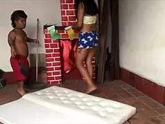 cleaning the house, alone with my stepbrother, we start fucking in bed