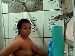 Wow! Hot Latina Showers, Exposing Her Wet Pussy!