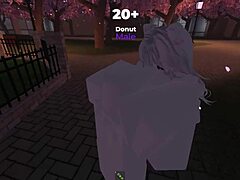 Roblox character engages in passionate fucking with a girl in the park.