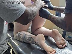 Black amateur group modifies tattoo around ass for bigger look in interracial creampie domination