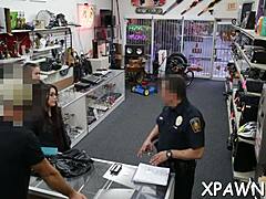 Reality sex in the shop with European slut sucking cock and getting rough fucked