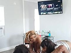 2 Twitter baddies Drippinvelvet and Princess Hayze give Gaktrizzy head after orgy