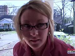 Blonde Milf Primrose Delivers Blowjob and Swallows Cum