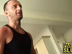 this sexy brunette babe with natural tits took a hard pounding that wrecked her shaved pussy completely