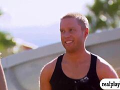 we were all out there, swingers just enjoyin' the fun outside the mansion...