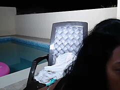 Maxine loves swimming in lingerie with squirting orgasm from licking her wet pussy