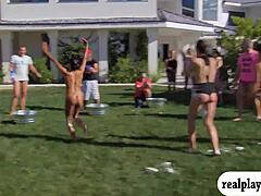 we were all out there, swingers just enjoyin' the fun outside the mansion...
