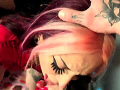 Hot goth roommate matched on Tinder gets her throat deeply fucked and whore face covered in cum by Realmaxxxsteele