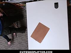 Hot teen shoplifter Raven Reign with big natural tits fucks mall cop to avoid police