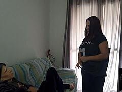 The tattooed brunette with big tits and a massive clit dreamed of fucking the maid. Vovó Ventura made it happen in a sexy encounter.