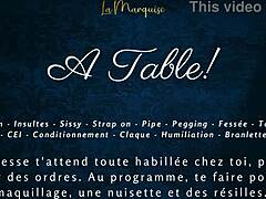 French audio femdom milking table session with sissy cei on desk