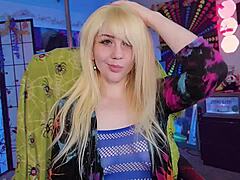 curvy blonde nympho teases with sensual dance in fishnets... 😏