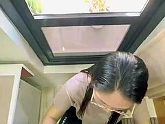 Cheating sister-in-law deepthroats dick with big ass bouncing