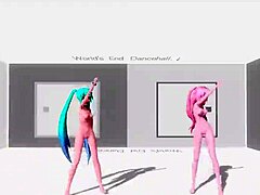 hatsune miku and luka perform in world's end dancehall with project diva nude mod fully exposed