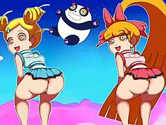 teenage powerpuff girls energetically throwing it back in a fun display