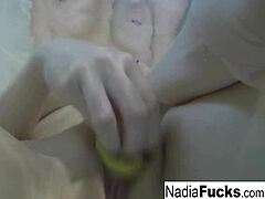 hey check out sexy blonde nadia masturbating solo with tits and ass in bath with rubber duckies 🛁🦆