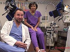 Oh man, check this out 😏 Jackie Banes is getting her yearly gyno exam from nurse Lilith Rose, all caught on hidden cam at the hospital!