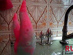 big cock stretches asshole wide for anal creampie with gaping toys and fingering