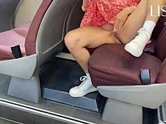 I Feel So Aroused Watching Hot Woman Flash Panties And Grope Wet Pussy On Public Bus In Dress