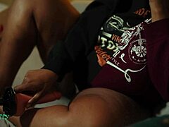 cheating wife sneaks in ex for quick pussy pounding while husband is away