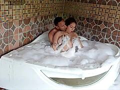 Amateur Latina Brunette Gets Intense Anal Cumshot From Horny Stepdad In Jacuzzi