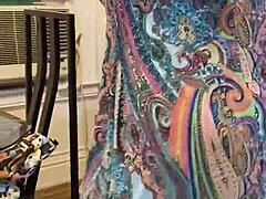 Anna Maria tries on her new sundress as a mature Latina