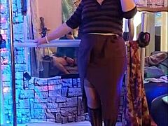 Hotwife Steffi Shows Off Brown Slit Pussy in Wild Redhead Dance Action!