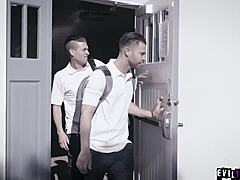 Nerdy college babe Kristen Scott gets double penetration in threesome with Xander Corvus and Seth Gamble