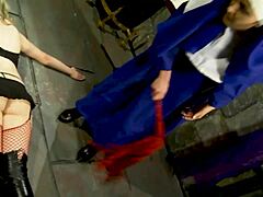 In a twisted tale of possession, the blonde reluctantly licks the tight pussy of the perverted nun in stockings and heels.