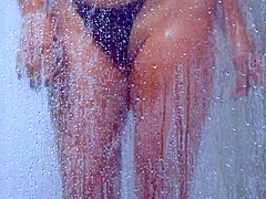 College Tanned GORGEOUS Girl TAKE a SHOWER in Bikini!