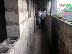 Caught My Wife Getting Pounded by Big Black Cock in Uncompleted Building with Creampie