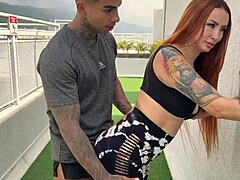 muscular coach fucks brazilian student outdoors with licking and balloon play