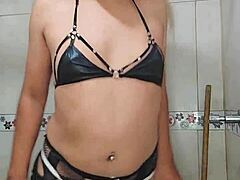 i feel so excited as rica trans in the bathroom doing naughty crossdressing things