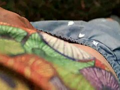 real amateur couple gets intriguing with pov outdoor anal in the forest, fingering her tight ass before doggystyle fucking and creampie finish