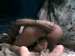 Transsexual Lucia Vanesa strokes her cock solo in close-up masturbation