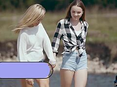 Oh man, these skinny teen 18+ lesbian girlfriends are strippin' naked outdoor, tearin' panties and gettin' all wild with their shaved pussies...