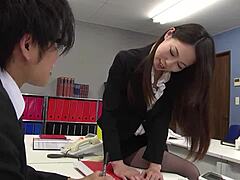 Petite Japanese Secretary Gives Blowjob in Office to Young Trainee Boy in Uncensored JAV!