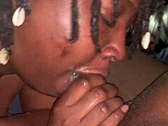 Fat Ebony Slut Sucks Huge Cock