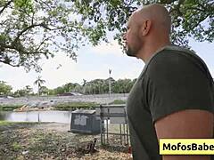 petite blondie teen 18+ seduced near the lake by muscular bald dude - joey white jmac with sexy fucking in hardcore lingerie bodybuilder style