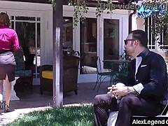 Alex Legend Rides Thick Stockings Brunette With Big Tits And Hairy Pussy In Outdoor Doggystyle. He Delivers Deepthroat Action Leading To Cum On Tits In Cowgirl And Missionary Positions.