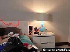 Two Slutty Blonde Girlfriends Strip Clothes Off To Fuck And Lick Pussies On Bed With Sensual Fingering.