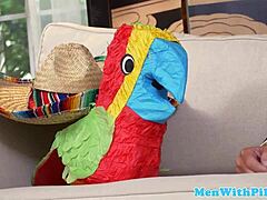 in this homemade amateur video a busty latina teen gets blindfolded and bent over for doggystyle pussyfucking by an old man next door. the close-up reality shows her big tits and shaved pussy in intense old and young action.