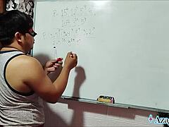oh man, this 21 simplification sexual de p algebra with asian student and nerd teacher in bedroom, brown eyes staring