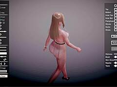 Whoa, this blonde teen with big tits and chubby ass is posing in fishnets and glasses! 😍