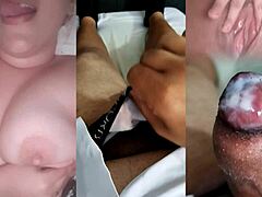 Curvy ex-girlfriend teases with her fat tits in see-through outfit hinting at interracial cuckold orgasm from small cock